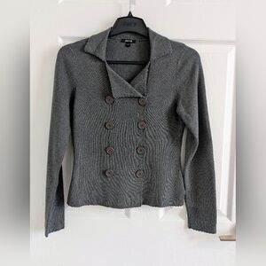 Jacob Grey 100% Cotton Double Breasted Scalloped Knit Cardigan Jacket Office - M